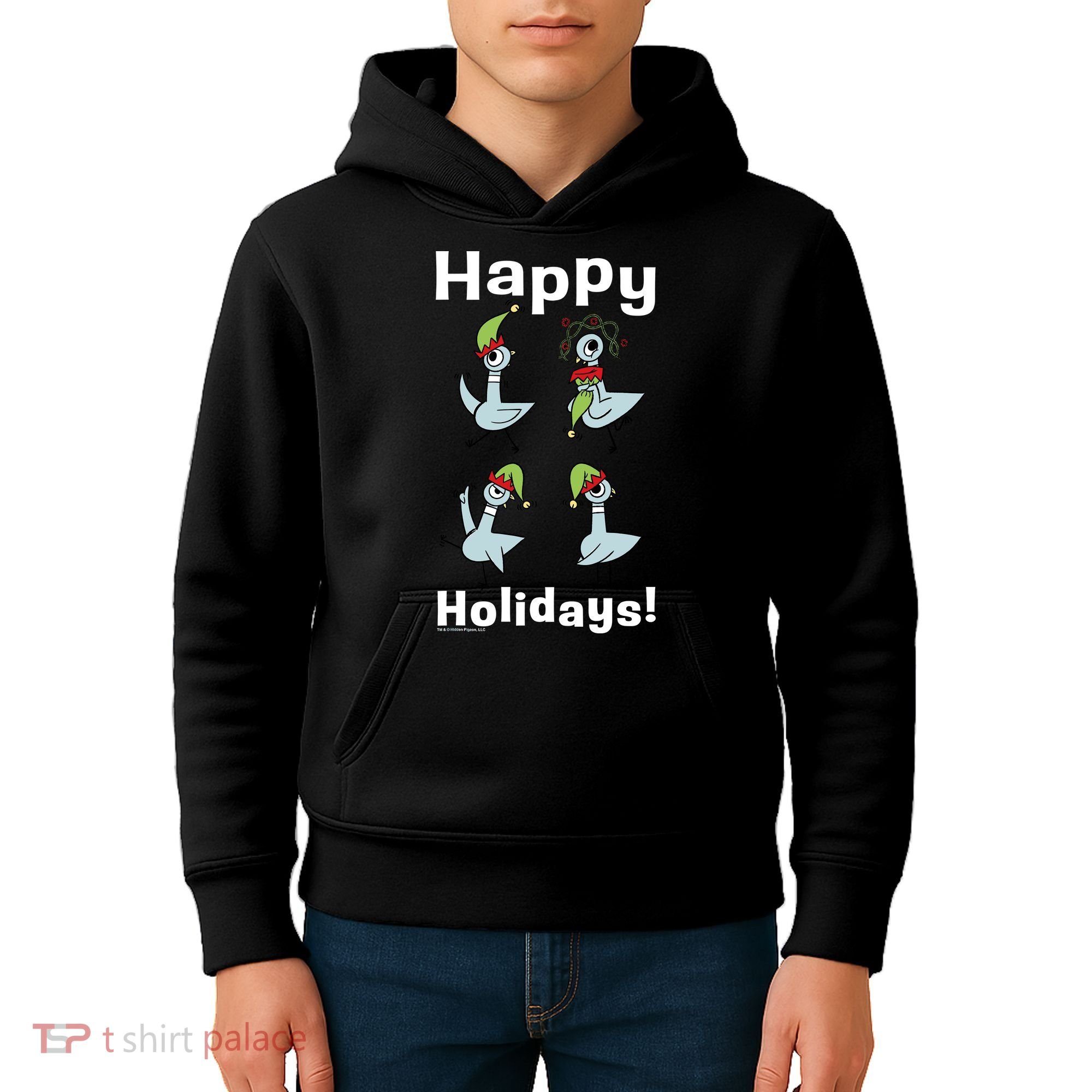 The Pigeon Happy Holidays Christmas Pigeon Kids Hoodie