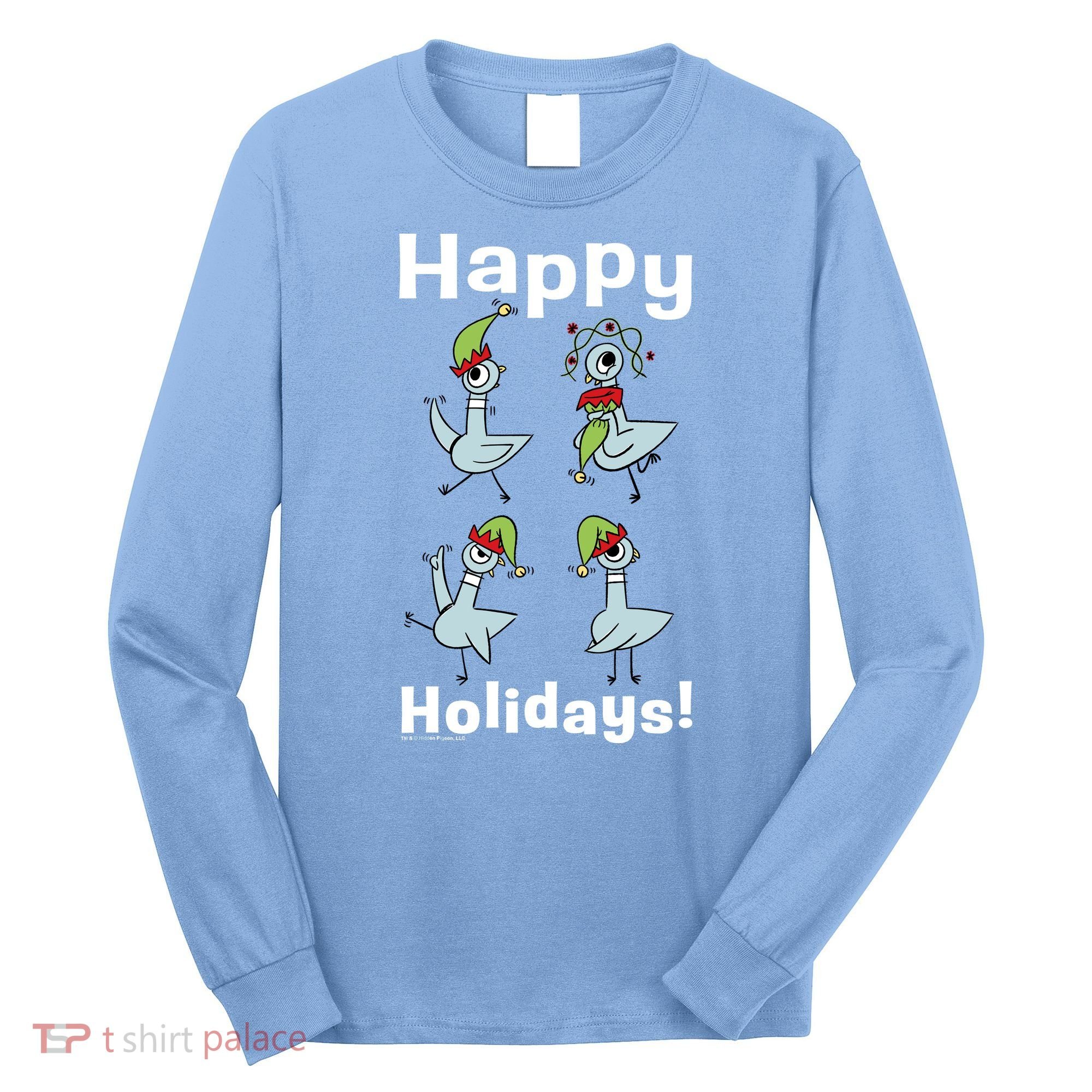 The Pigeon Happy Holidays Christmas Pigeon Long Sleeve Shirt