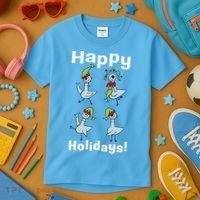 The Pigeon Happy Holidays Christmas Pigeon Kids T-Shirt thumb 3