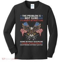 The Problem Is Not Guns ItS Hearts Without God Kids Long Sleeve Shirt thumb 0