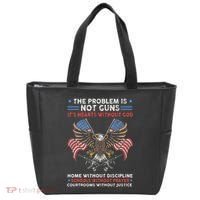 The Problem Is Not Guns ItS Hearts Without God Tote Bag thumb 0