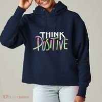 Think Positive Inspirational Ladies Heavyweight Boxy Pullover Hoodie thumb 0