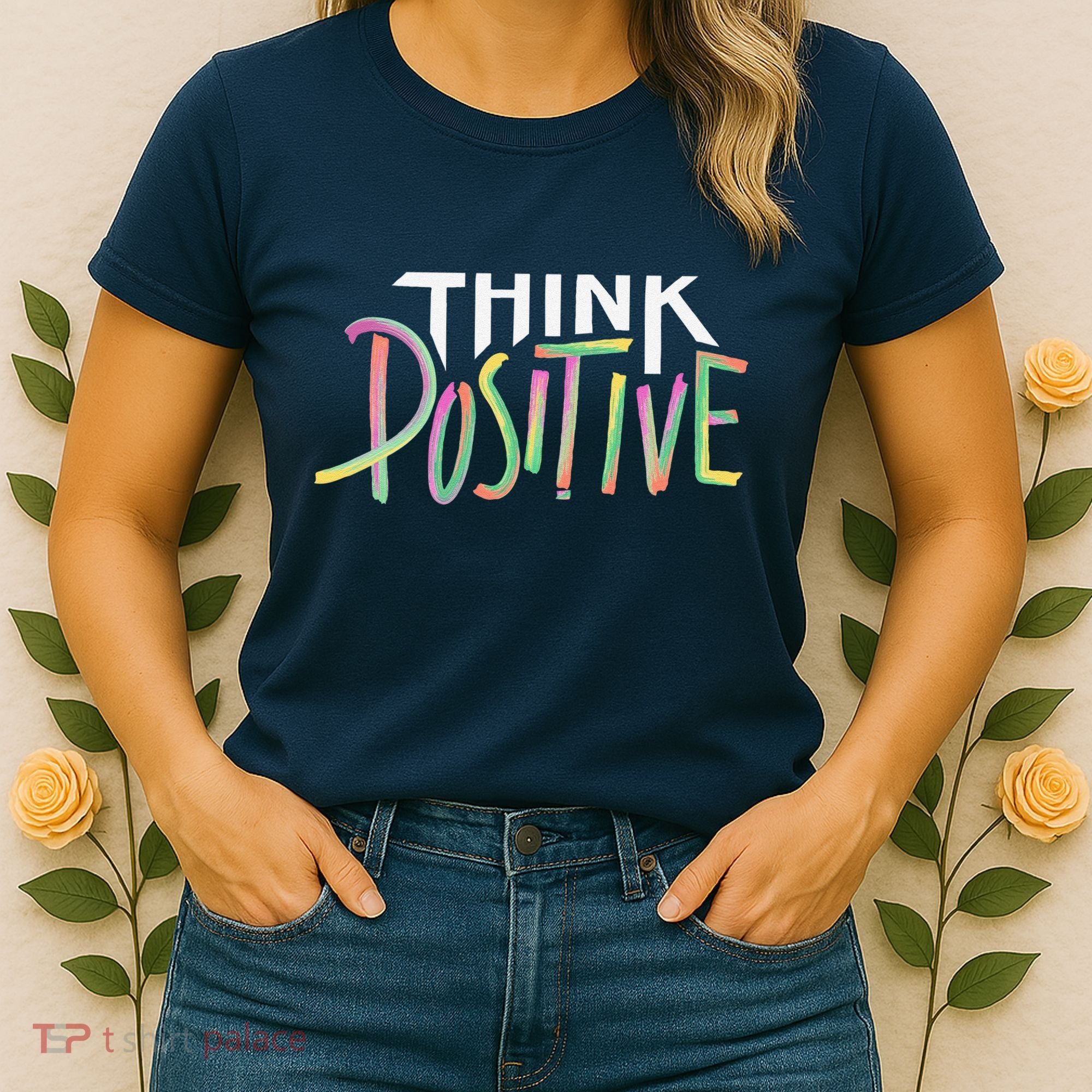 Think Positive Inspirational Women's T-Shirt