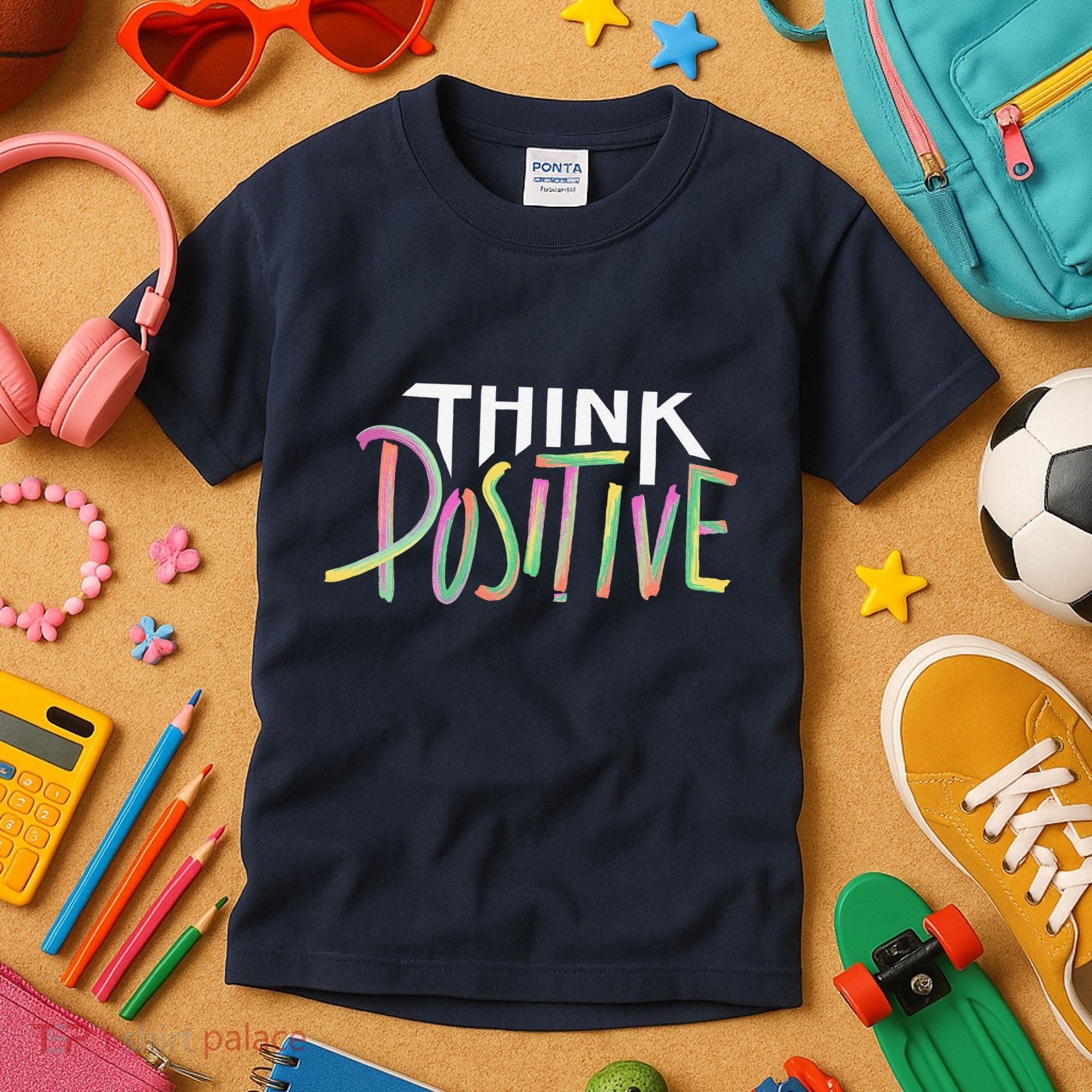 Think Positive Inspirational Kids T-Shirt