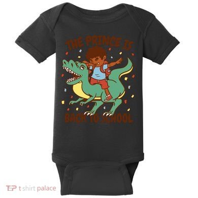 The Prince Is Back To School Dinosaur Dab Baby Bodysuit
