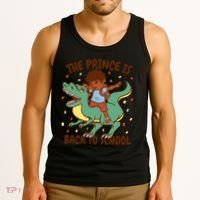 The Prince Is Back To School Dinosaur Dab Tank Top thumb 3