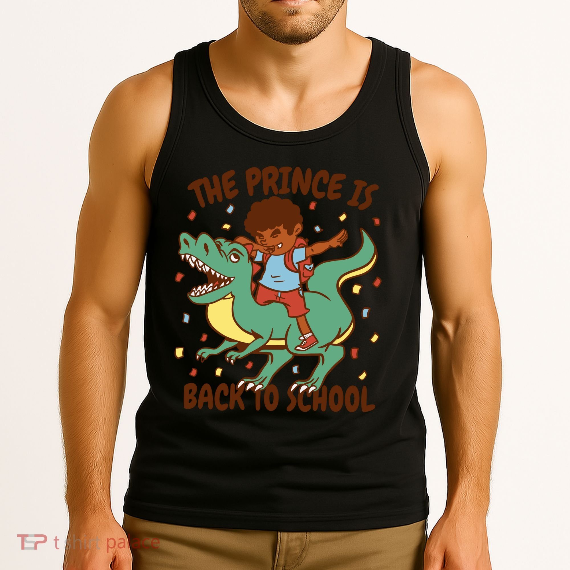 The Prince Is Back To School Dinosaur Dab Tank Top