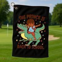 The Prince Is Back To School Dinosaur Dab Golf Towel thumb 1