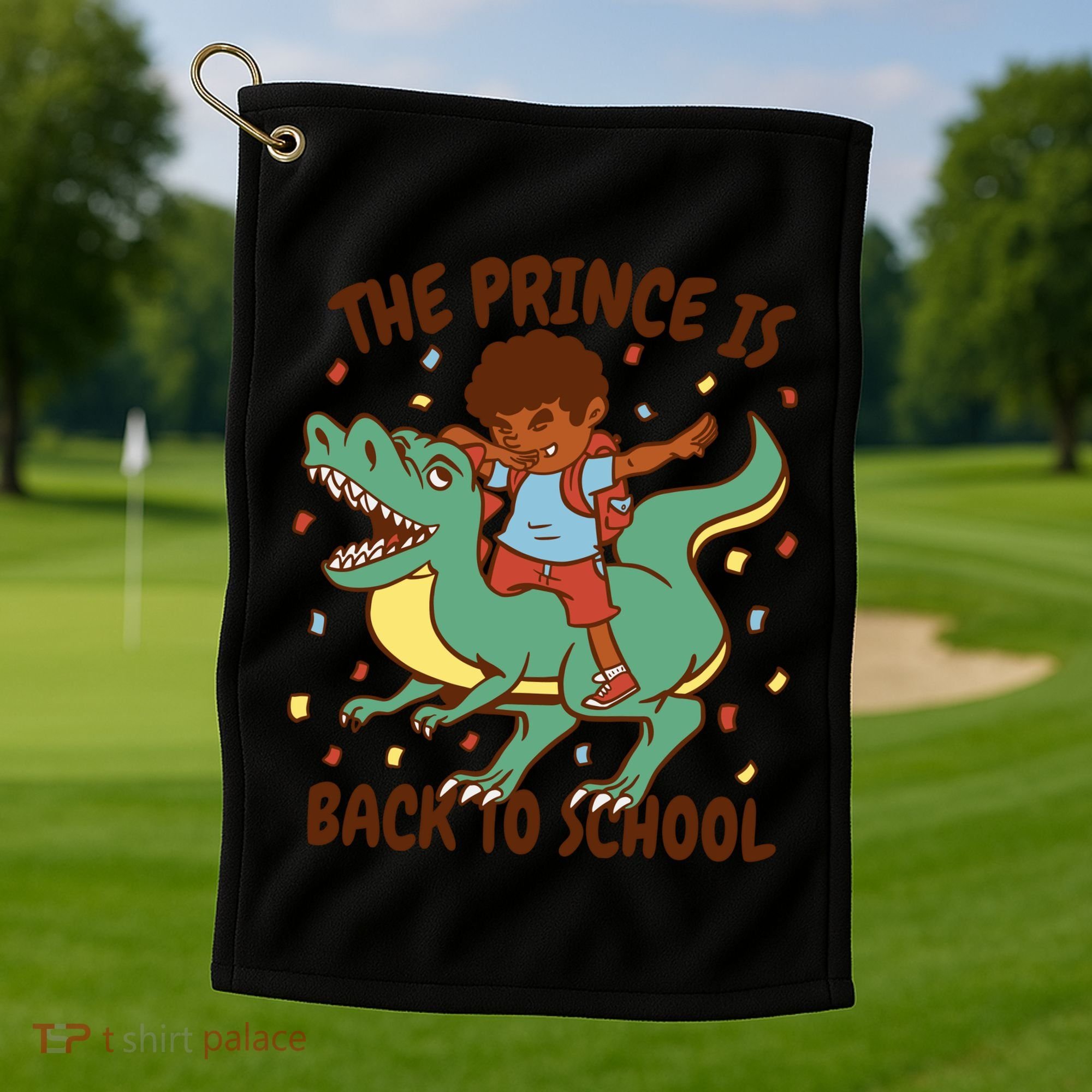 The Prince Is Back To School Dinosaur Dab Golf Towel