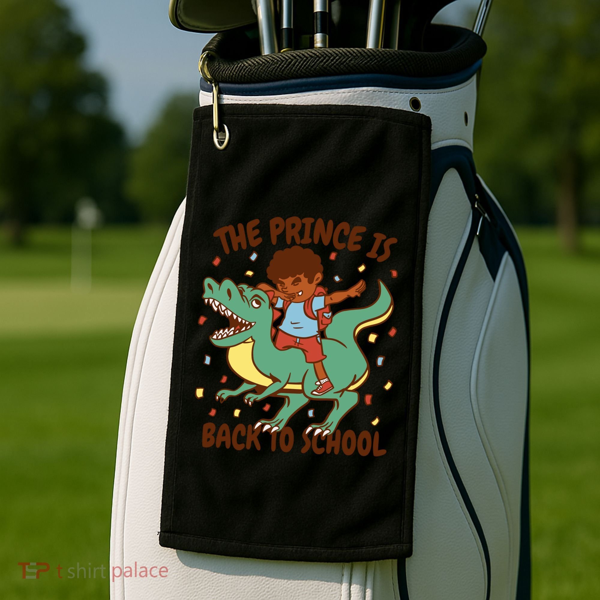 The Prince Is Back To School Dinosaur Dab Golf Towel
