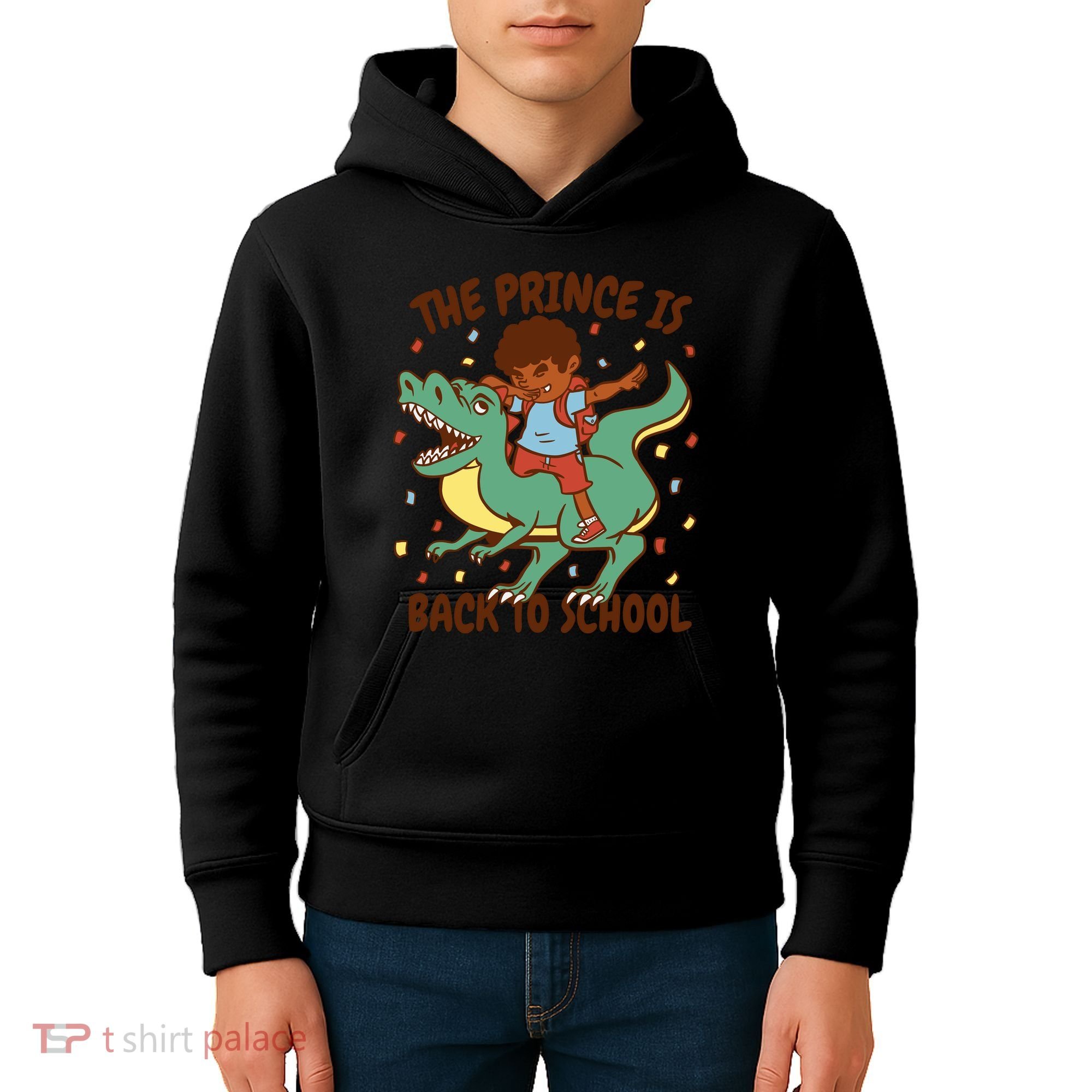 The Prince Is Back To School Dinosaur Dab Kids Hoodie