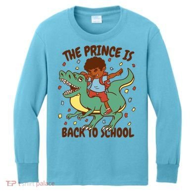 The Prince Is Back To School Dinosaur Dab Kids Long Sleeve Shirt