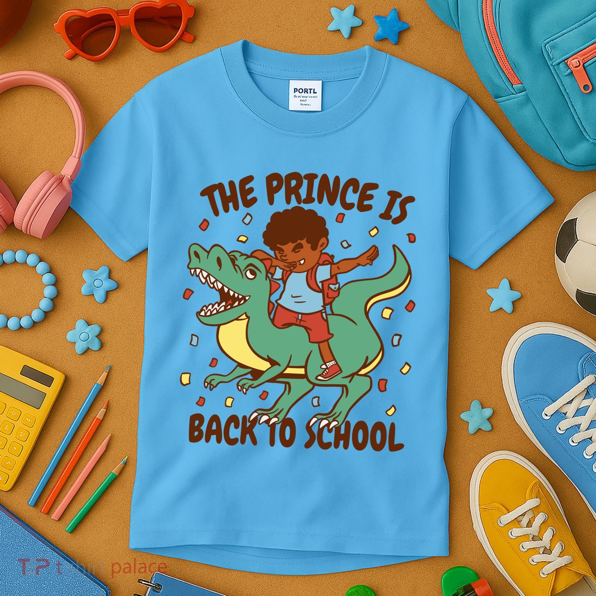 The Prince Is Back To School Dinosaur Dab Kids T-Shirt