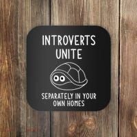 Turtle Pun Introverts Unite Funny Jokes Sarcastic Coaster thumb 0