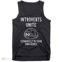 Turtle Pun Introverts Unite Funny Jokes Sarcastic Tank Top thumb 0