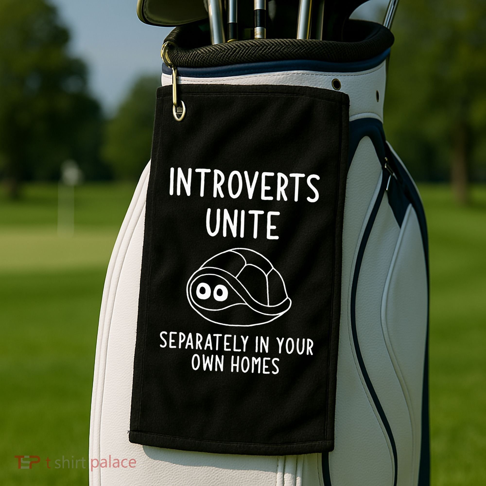 Turtle Pun Introverts Unite Funny Jokes Sarcastic Golf Towel