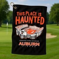 This Place Is Haunted Jordan Hare Stadium Football Team Lover Golf Towel thumb 1