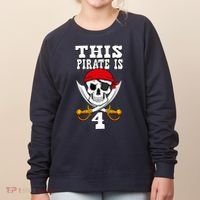 This Pirate Is 4 Pirate Themed 4th Birthday Party Boy Women's Sweatshirt thumb 0