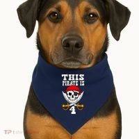 This Pirate Is 4 Pirate Themed 4th Birthday Party Boy USA-Made Doggie Bandana thumb 1
