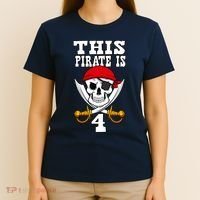 This Pirate Is 4 Pirate Themed 4th Birthday Party Boy T-Shirt thumb 4