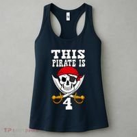 This Pirate Is 4 Pirate Themed 4th Birthday Party Boy Women's Tank Top thumb 3