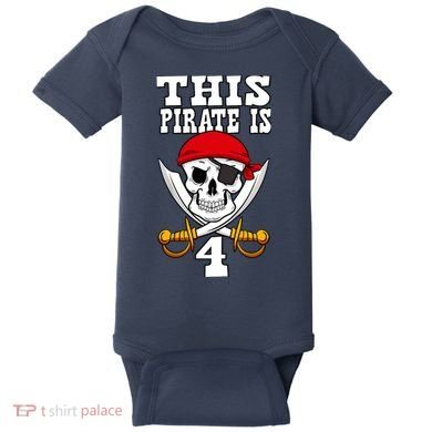 This Pirate Is 4 Pirate Themed 4th Birthday Party Boy Baby Bodysuit
