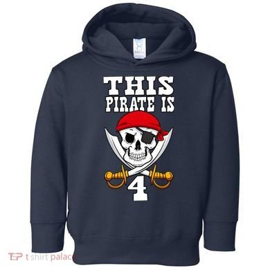 This Pirate Is 4 Pirate Themed 4th Birthday Party Boy Toddler Hoodie