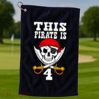 This Pirate Is 4 Pirate Themed 4th Birthday Party Boy Golf Towel thumb 1