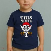 This Pirate Is 4 Pirate Themed 4th Birthday Party Boy Toddler T-Shirt thumb 2