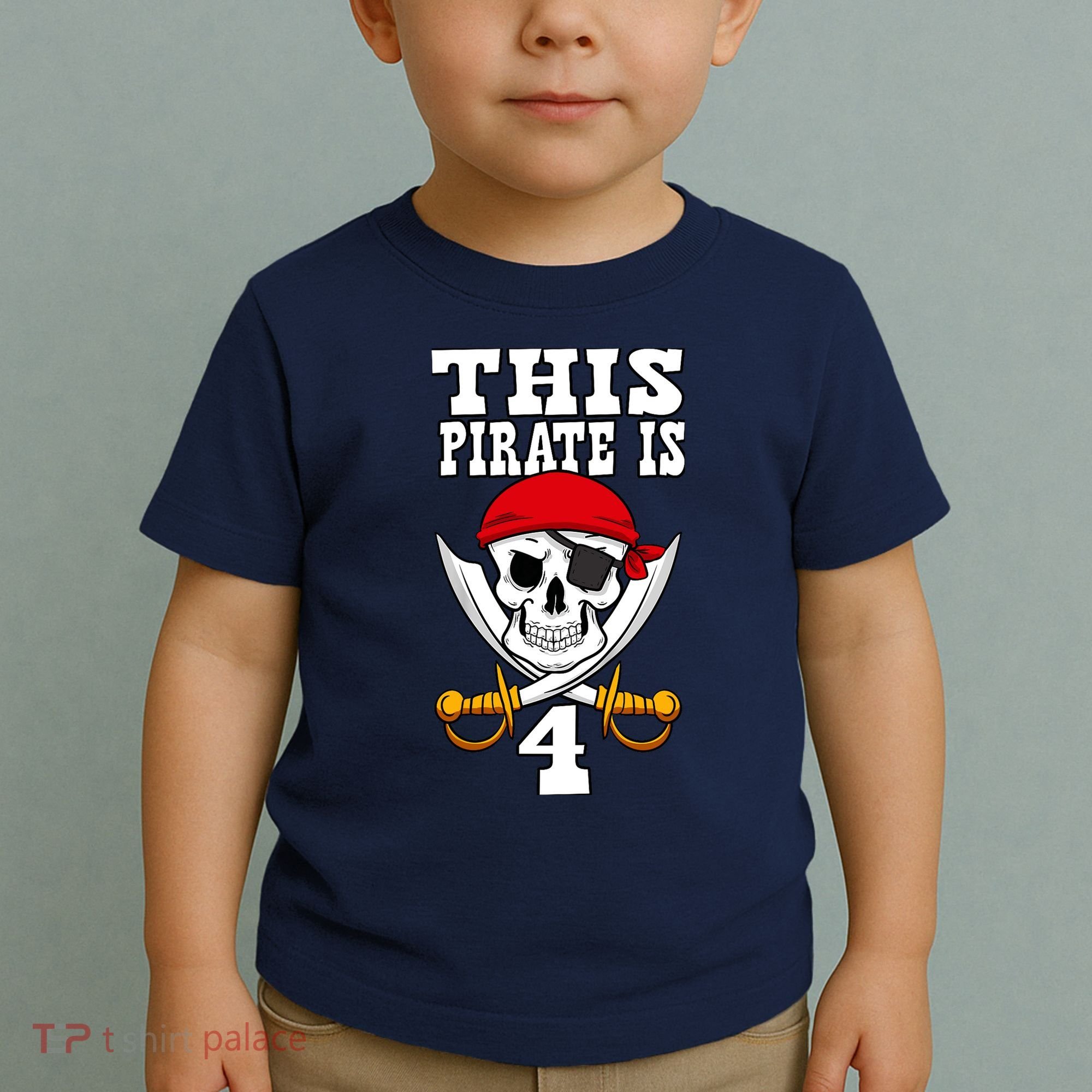 This Pirate Is 4 Pirate Themed 4th Birthday Party Boy Toddler T-Shirt