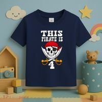 This Pirate Is 4 Pirate Themed 4th Birthday Party Boy Toddler T-Shirt thumb 3