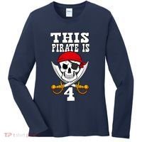 This Pirate Is 4 Pirate Themed 4th Birthday Party Boy Women's Long Sleeve Shirt thumb 0