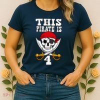 This Pirate Is 4 Pirate Themed 4th Birthday Party Boy Women's T-Shirt thumb 2