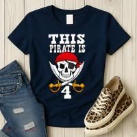 This Pirate Is 4 Pirate Themed 4th Birthday Party Boy Women's T-Shirt thumb 3