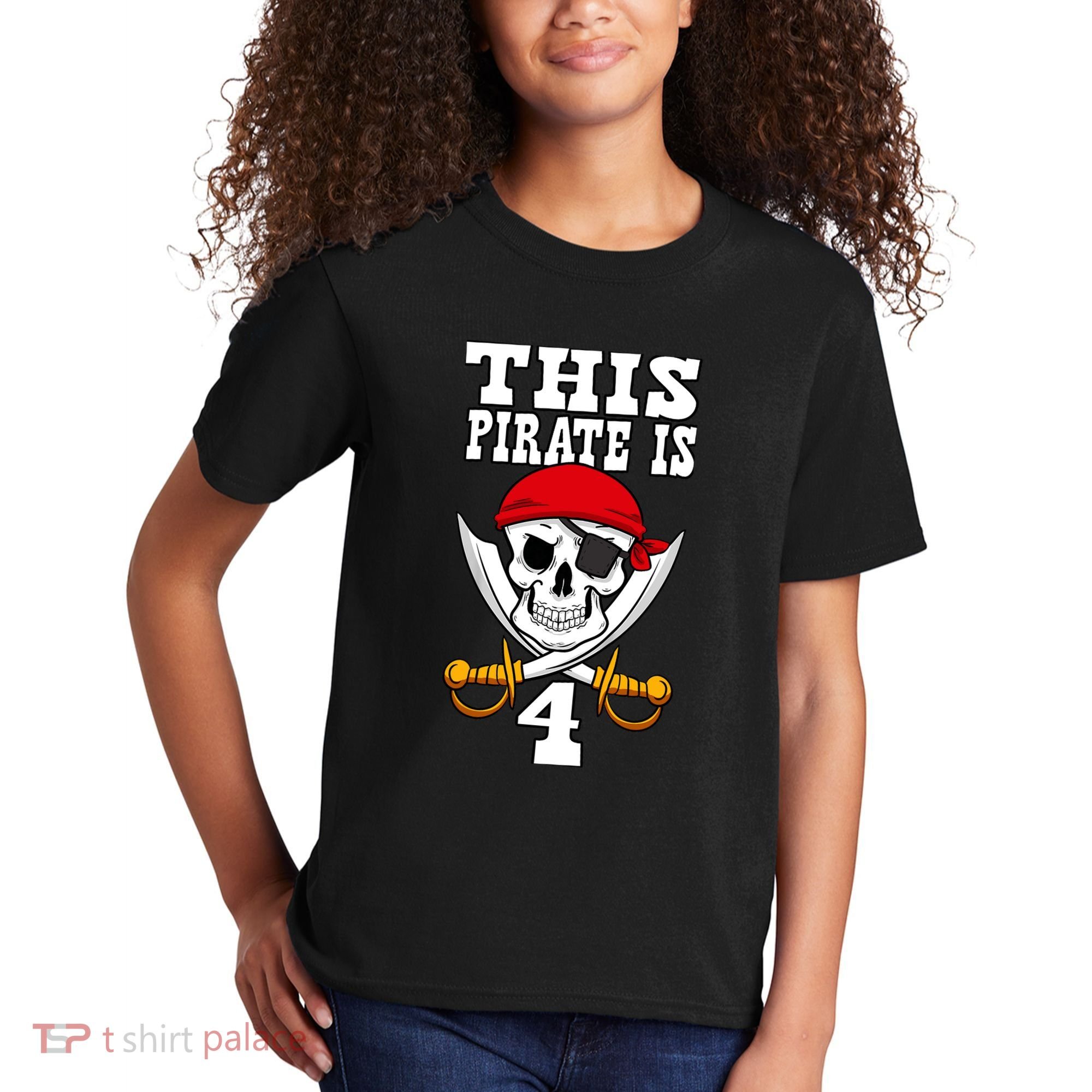 This Pirate Is 4 Pirate Themed 4th Birthday Party Boy Kids T-Shirt