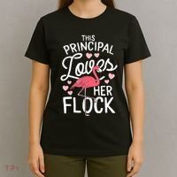 This Principal Loves Her Flock Flamingo Teacher School Gift T-Shirt thumb 4
