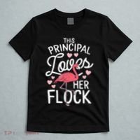 This Principal Loves Her Flock Flamingo Teacher School Gift T-Shirt thumb 5
