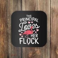 This Principal Loves Her Flock Flamingo Teacher School Gift Coaster thumb 0