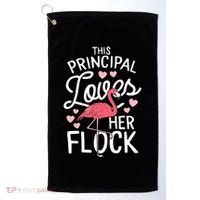 This Principal Loves Her Flock Flamingo Teacher School Gift Golf Towel thumb 0