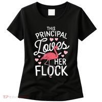 This Principal Loves Her Flock Flamingo Teacher School Gift Women's T-Shirt thumb 0