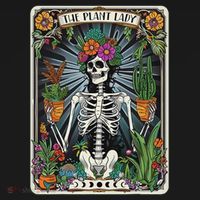The Plant Lady Funny Mystic Skeleton Tarot Cards Plant Lover T-Shirt thumb 7