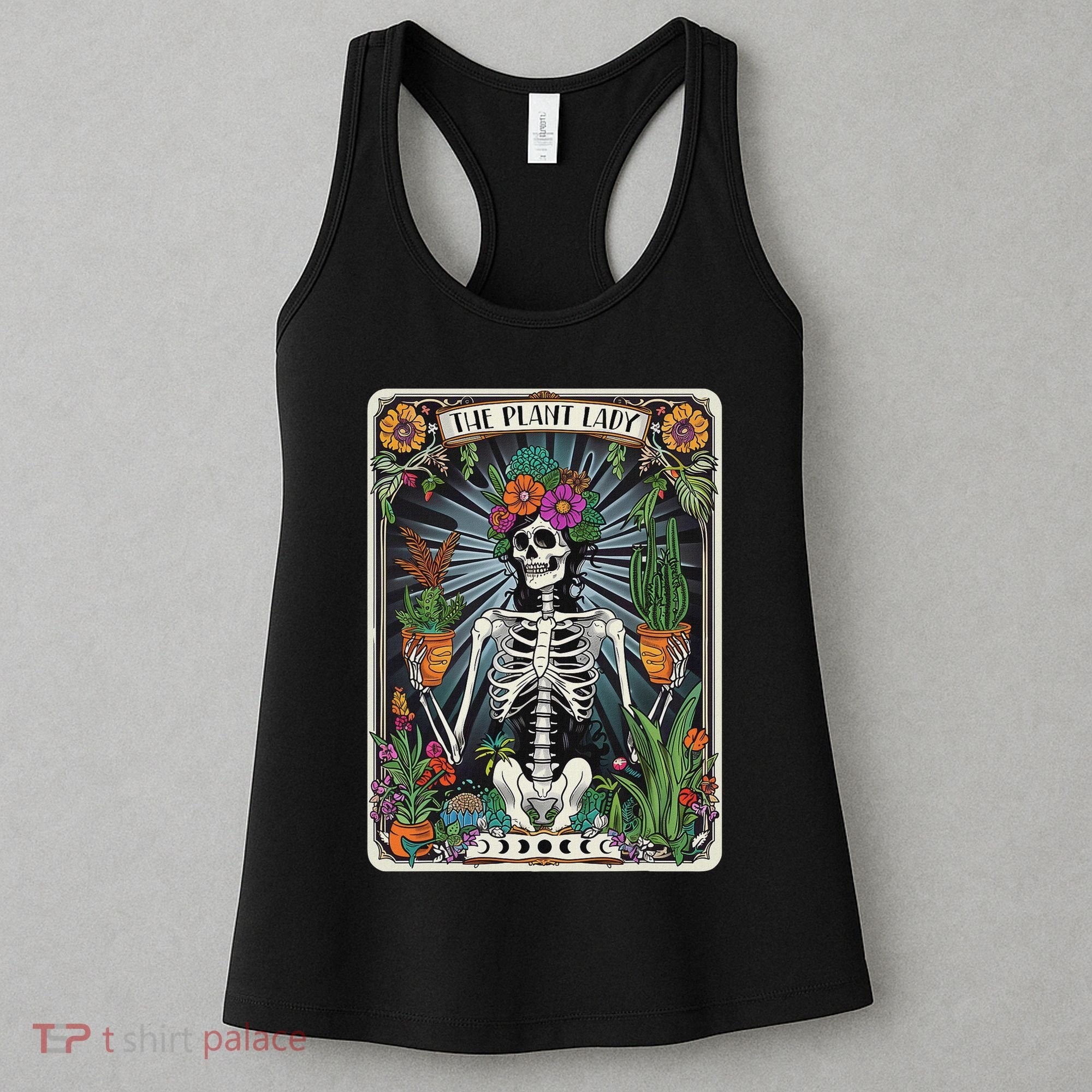 The Plant Lady Funny Mystic Skeleton Tarot Cards Plant Lover Women's Tank Top