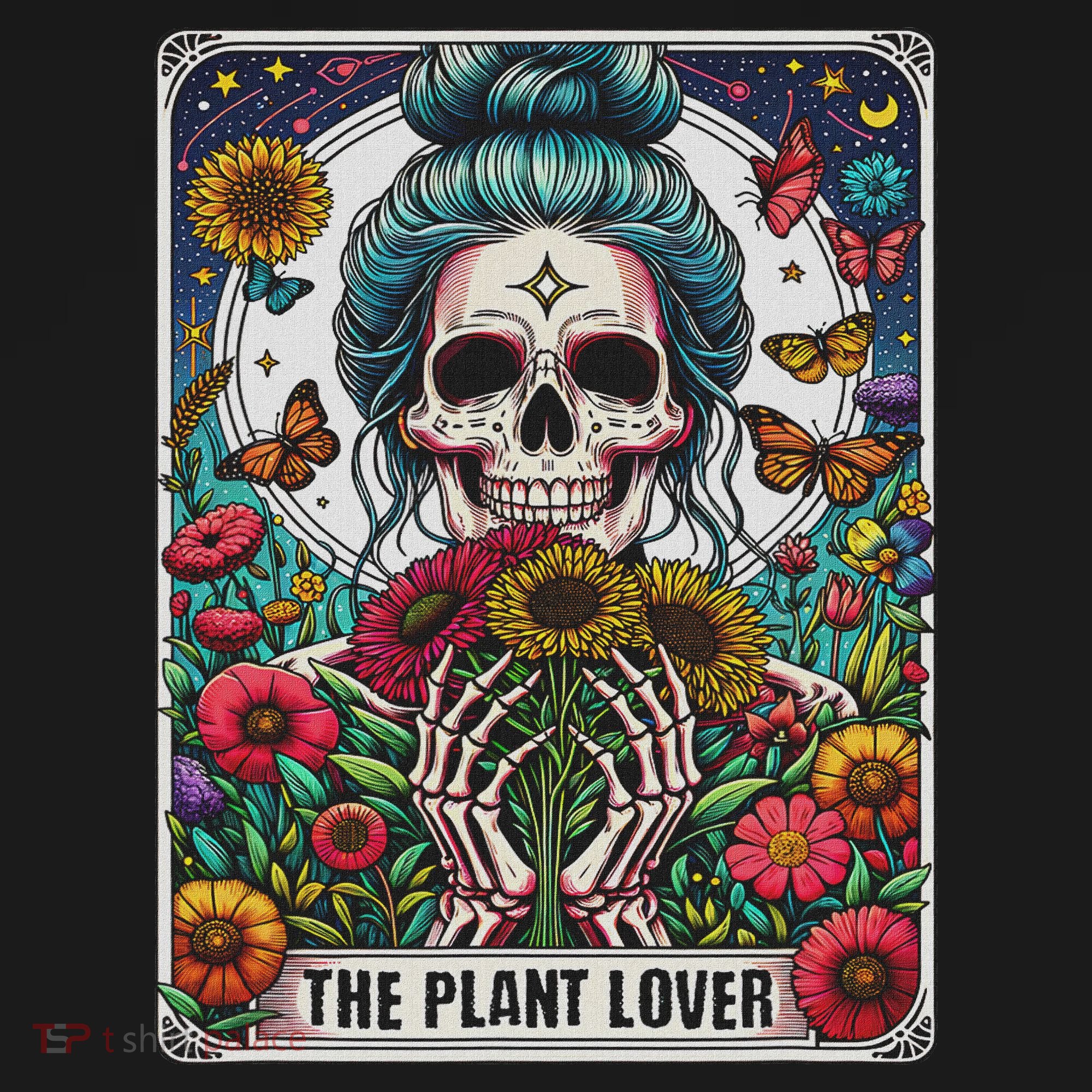 The Plant Lover Tarot Card Skeleton Flower Gardening Sweatshirt