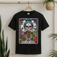 The Plant Lover Tarot Card Skeleton Flower Gardening T-Shirt thumb 2