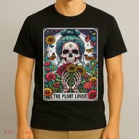 The Plant Lover Tarot Card Skeleton Flower Gardening T-Shirt thumb 3