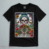 The Plant Lover Tarot Card Skeleton Flower Gardening T-Shirt thumb 5