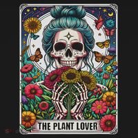 The Plant Lover Tarot Card Skeleton Flower Gardening T-Shirt thumb 7