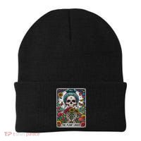 The Plant Lover Tarot Card Skeleton Flower Gardening Beanie thumb 0