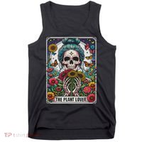 The Plant Lover Tarot Card Skeleton Flower Gardening Tank Top thumb 0