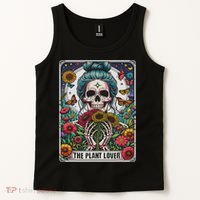 The Plant Lover Tarot Card Skeleton Flower Gardening Tank Top thumb 2